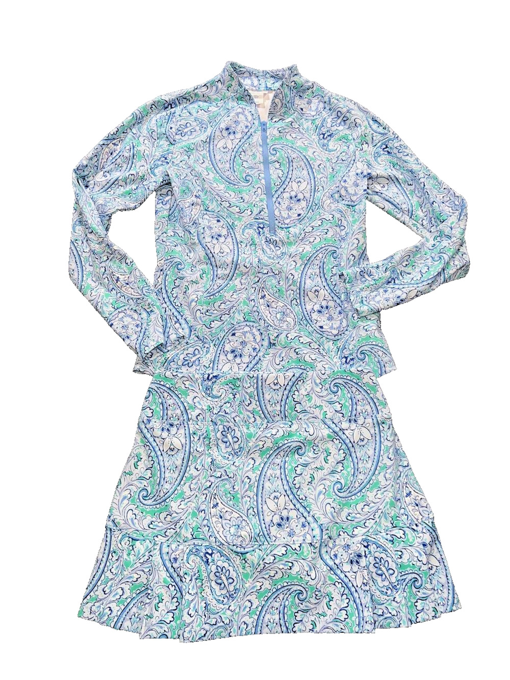 Sigrid Olsen Golf and Tennis set printed zip top matching skort S A010150